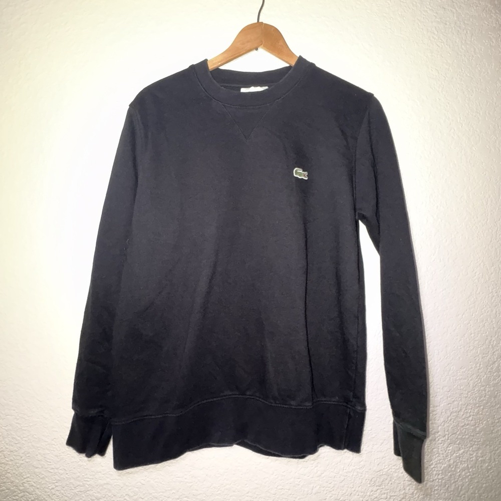 Lacoste Men's Black Classic Fit Fleece Crewneck Logo Pullover Sweatshirt M